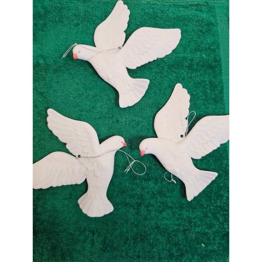 Vintage White Doves Peace Bird Ornaments Hanging Hong Kong Christmas‎